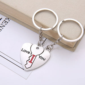 I Love You Heart Shaped Mactching Key Chains Necklaces