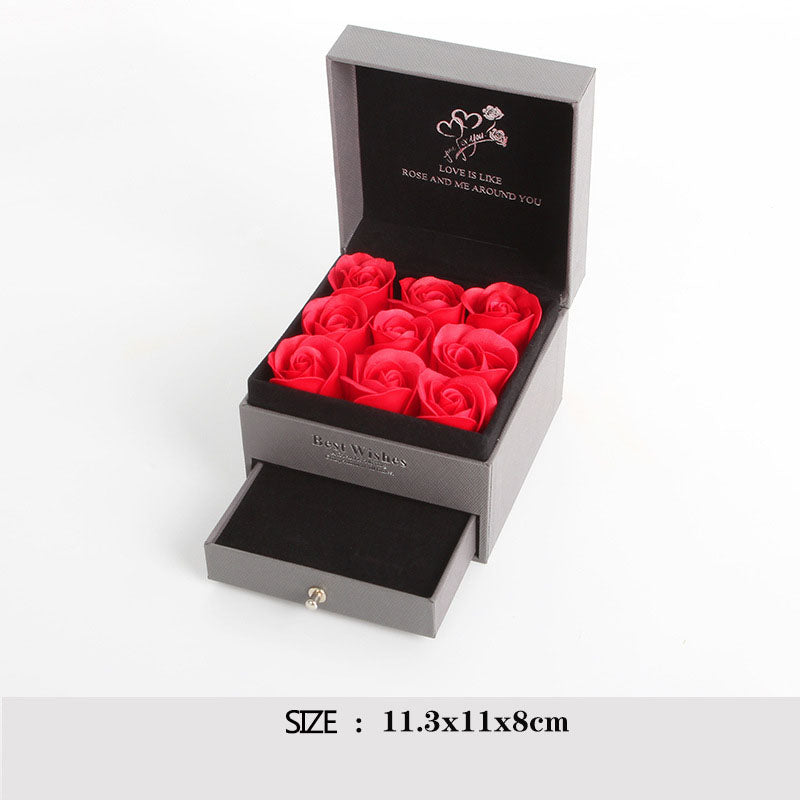 Sorpresa caja de regalo de doble cajón rosa roja para accesorios