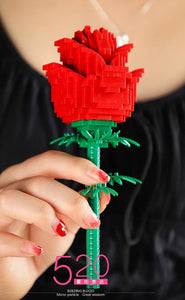 Juguete de bloques de construcción de rosas para regalo de parejas
