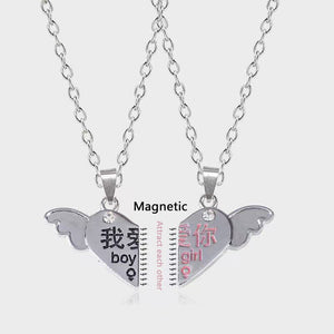 Heart Pendant Magnetic Boy Girl Necklace For Couples Best Friend