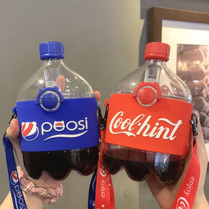 Tiktok Trends Straw Cup cola Drink Botella de agua portátil creativa