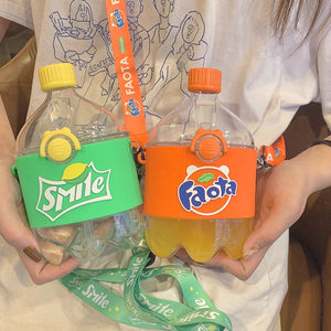 Tiktok Trends Straw Cup Cola Drink Kreative tragbare Wasserflasche