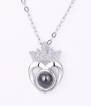 Load image into Gallery viewer, I love you 100 languages Projection Crown Heart Pendant necklace
