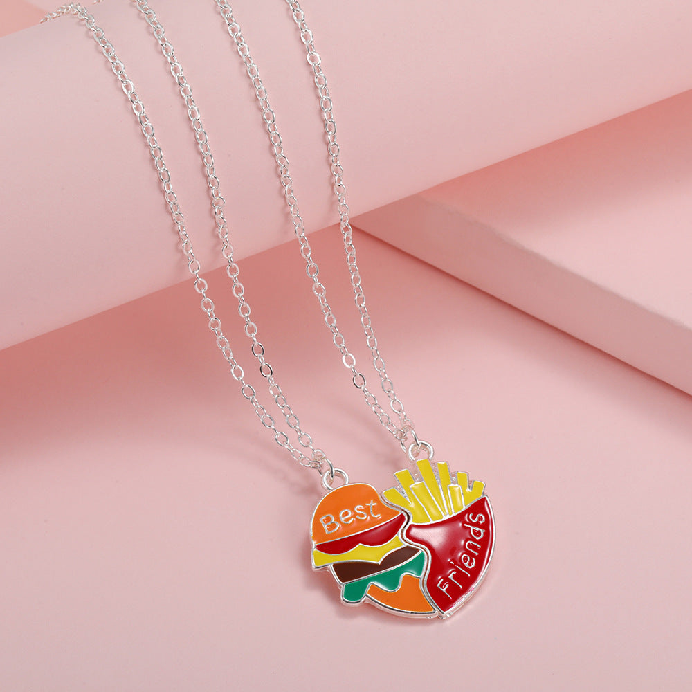 Magnetische Halskette mit Hamburger-Pommes