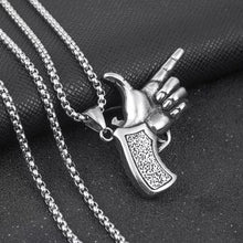 Load image into Gallery viewer, Gun Necklace with 7 Finger Sign
