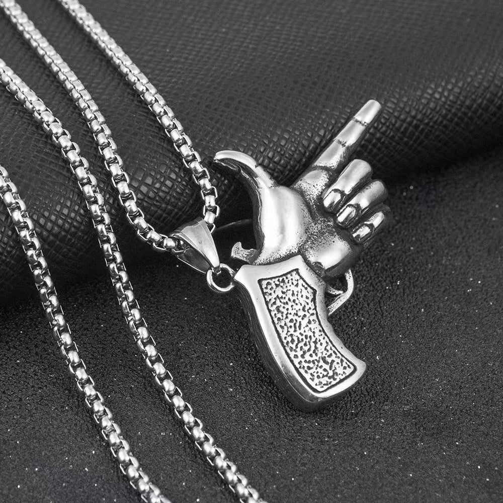 Gun Necklace with 7 Finger Sign
