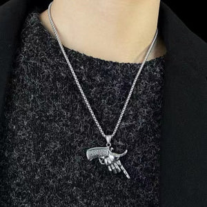 Gun Necklace with 7 Finger Sign