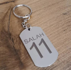 Personalised Keyring Double-Side Engraved (Any Team on the Front&Any name+Number or Any Words on the back)