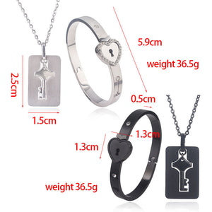 Lock Bracelet Key Necklace Couples BFFs Set