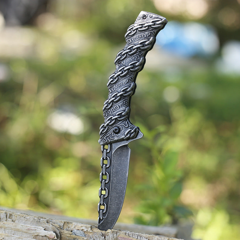 Cuchillo plegable en relieve, cuchillo de camping portátil para montañismo para defensa personal
