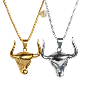 Collar de oro con colgante de toro de moda para hombres y mujeres