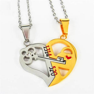 Einzigartige abnehmbare Schlüssel-Halsketten mit halbem Liebesherz für Paare und beste Freunde