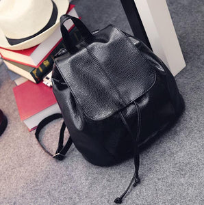 Women's Mini Backpack Luxury Soft PU Leather Black Backpack