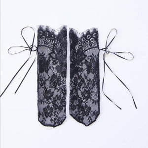 Calcetines transparentes florales de encaje sexy