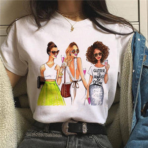 Mujeres mejores amigos chica camiseta chica verano Casual Tops