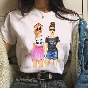 Mujeres mejores amigos chica camiseta chica verano Casual Tops