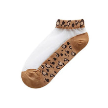 Cargar imagen en el visor de la galería, Calcetines de mujer Calcetines de seda con tarjeta de leopardo
