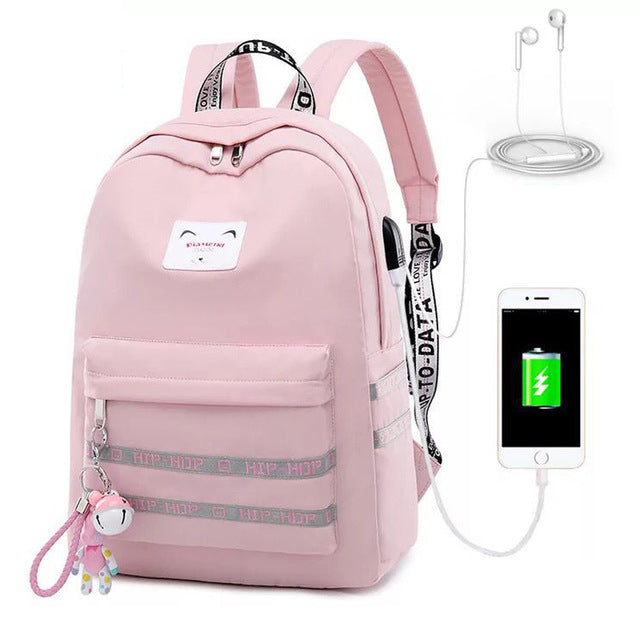 2020 Neuer USB-Rucksack für Mädchen im Teenageralter Schultasche