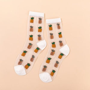 Calcetines creativos de marea de seda de cristal de nuevo producto de Harajuku