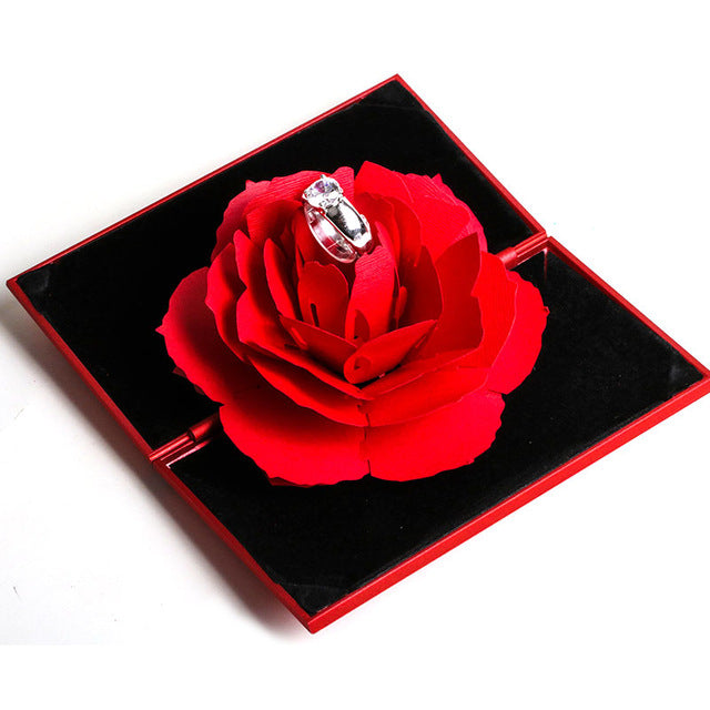 Caja roja alegre de los anillos elegantes de la moda 3D