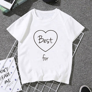 Camiseta con estampado de letras a juego para parejas y niñas