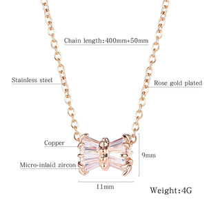 Butterfly Bowknot CZ Shiny Unique Clavicle Chain Stainless Steel  2020 Fashion