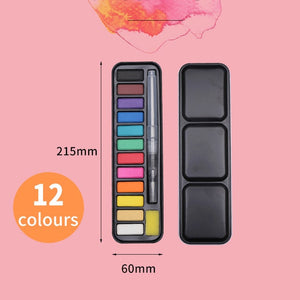 Solid Watercolor Paint Set Portable Water Color Drawing Brush