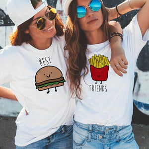 Moda Linda Tops verano manga corta ropa a juego Bff camiseta mujeres mejores amigos camiseta