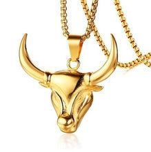 Laden Sie das Bild in den Galerie-Viewer, Mode Bull Anhänger Männer und Frauen Gold Halskette
