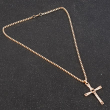 Load image into Gallery viewer, Rhinestone Cross Crystal Pendant Chain Necklace Men Jewelry
