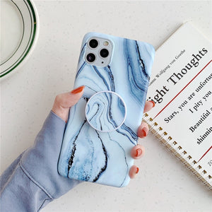 Halter Ständer Marmor Hülle für Samsung Skin IMD Silikon Handyhülle