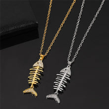 Load image into Gallery viewer, 2pcs/set Fish Bone With Crystal Pendant Necklaces
