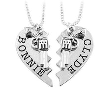 Load image into Gallery viewer, Bonnie Clyde Gun Necklace Heart Matching Movie Jewlery For Couples Best Friend Necklaces
