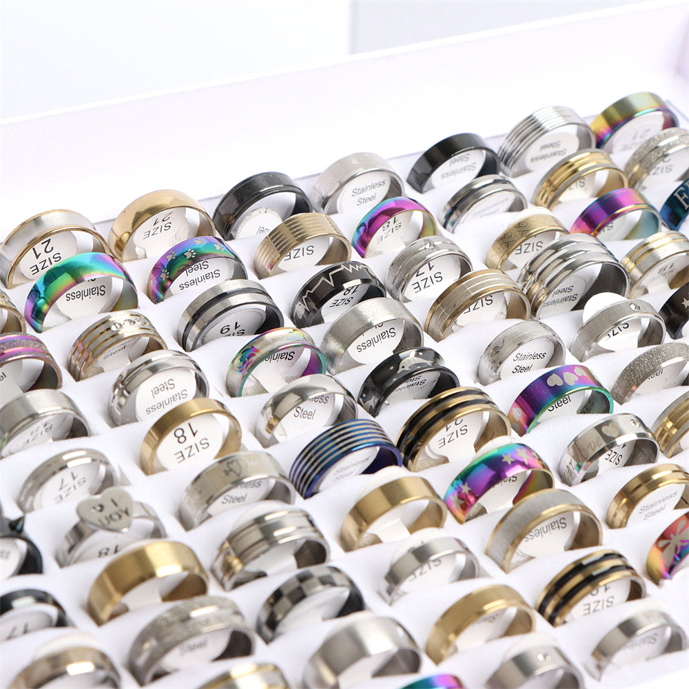 100 PC Fashion Stainless Steel Ring Set Jewelry