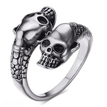 Load image into Gallery viewer, Double Skull Head Ring Stainless Steel Ring
