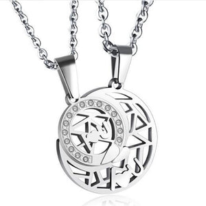 Sun&Moon Matching "I Love U" Necklaces For BFF Couples
